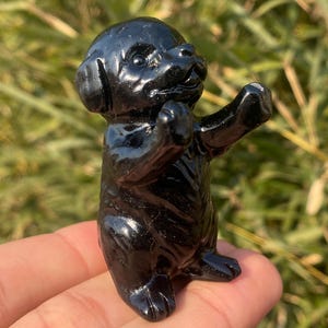 2.3" Natural obsidian quartz,quartz crystal,hand carved,Crystal dog specimen,obsidian dog,Home Decoration