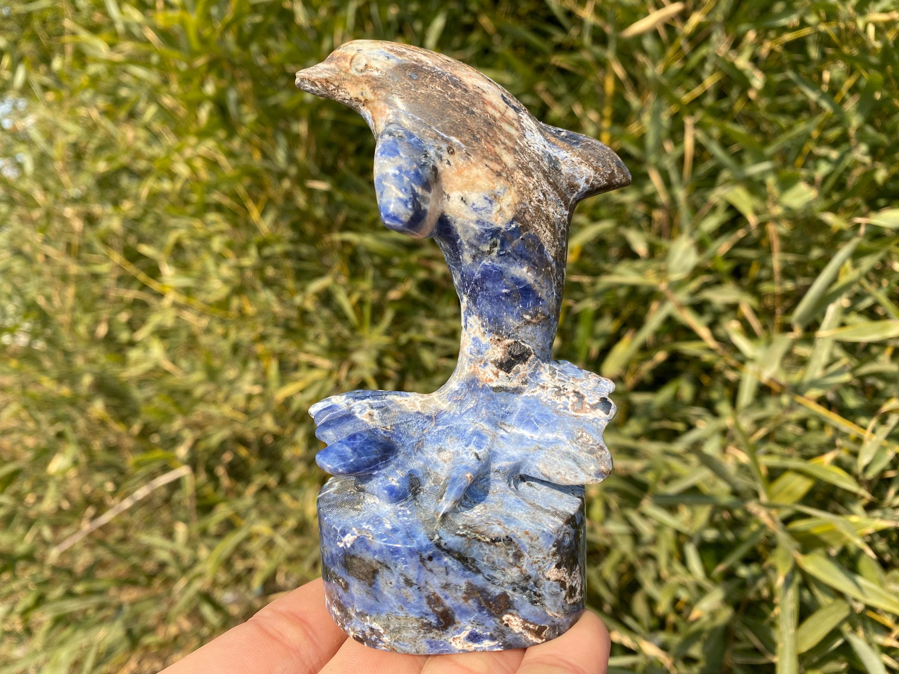 Hand Carved Sodalite Dolphin Specimen: 4.6