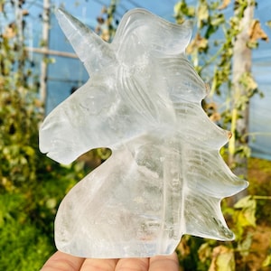 5.1&quot; Natural Clear quartz,quartz crystal,hand carved,Crystal unicorn specimen,Clear quartz unicorn,Home Decoration