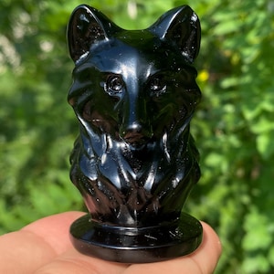 2.4&quot; Natural Obsidian quartz,quartz crystal,hand carved,Crystal dog specimen,Obsidian dog,Home Decoration 1pc