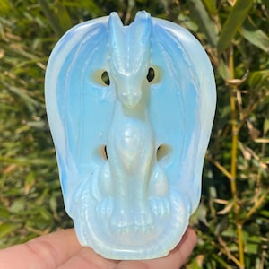 4&quot; Opal quartz,quartz crystal,hand carved,Crystal Fly dragon skull,Opal Fly dragon,Home Decoration 1pc