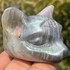 1,9 &quot;&quot;Natural Labradorit Quarz, Quarzkristall, handgeschnitzt, Kristallkatze Exemplar, Labradoritquarz Katze, Innendekoration.&quot;