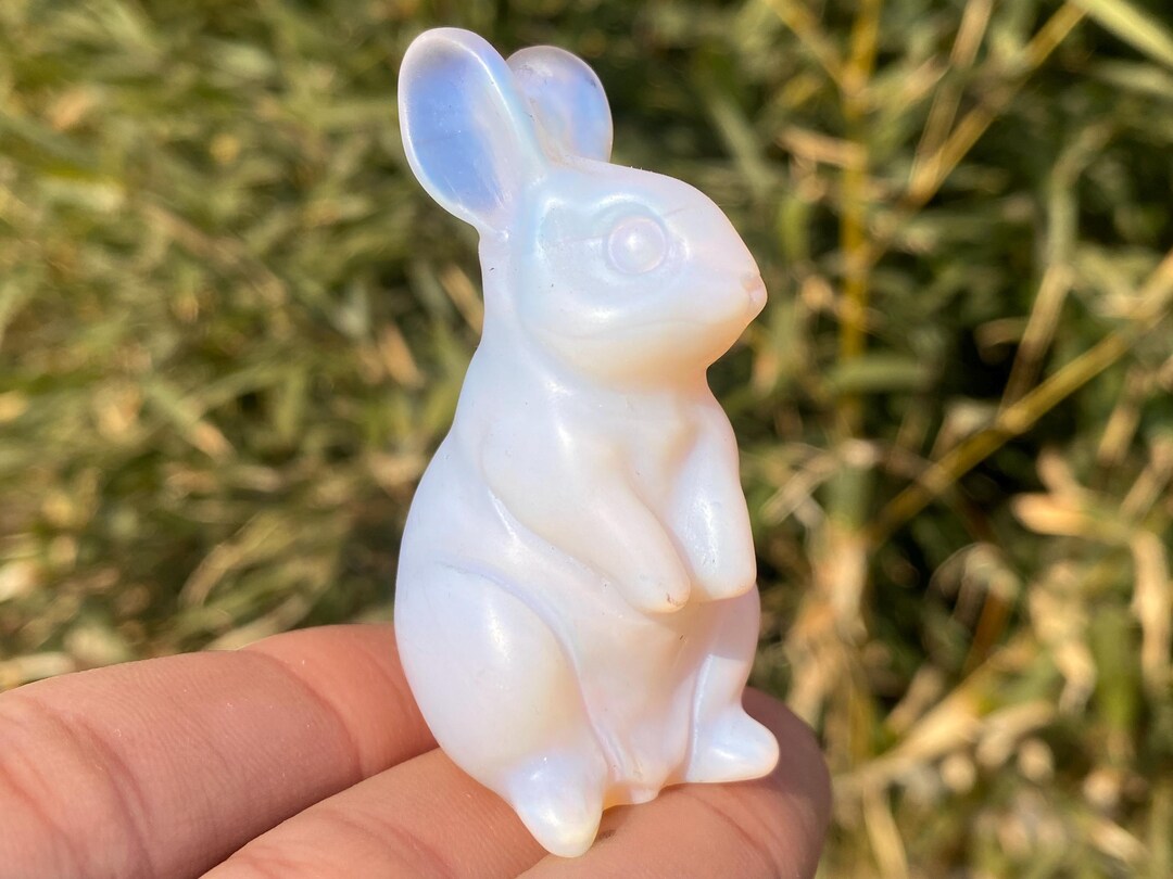 Hand Carved Pink Opal Quartz Rabbit: Crystal Home Decor - Etsy