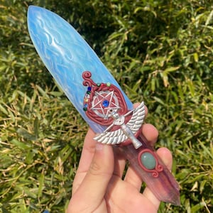 24,5 cm Opal Quarz, Quarz Kristall, handgeschnitzt, Opal Messer Probe, Fluorit Obelisk, Home Decoration Crystal Geschenke