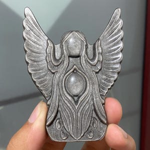 3.4&quot; Natural Silver obsidian quartz,quartz crystal,hand carved,Crystal Angel skull,Silver obsidian Angel,Home Decoration 1pc