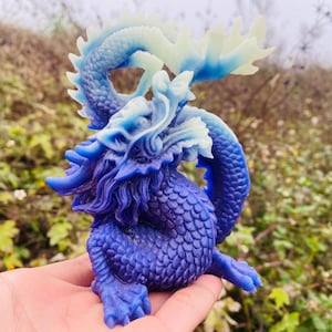 5.3&quot; Purple Luminous stone,quartz crystal,hand carved,Crystal Dragon specimen, Purple Luminous quartz Dragon,Home Decoration