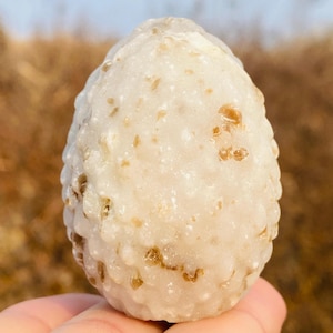 2.1&quot; Natural White Jade quartz,quartz crystal,hand carved,Crystal egg specimen,White Jade dragon egg,Home Decoration