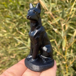 3.3" Natural obsidian quartz,quartz crystal,hand carved,Crystal dog specimen,obsidian crystal dog,Home Decoration