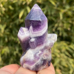 2.1&quot; Natural dream amethyst crystal,quartz crystal,hand carved,Crystal Obelisk,Wand Point,Home Decoration,Reiki Healing