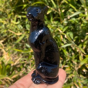 3,9&quot; Quartzo Obsidiana Natural, Cristal de Quartzo, Esculpido à Mão, Crânio de Leopardo de Cristal, Leopardo Obsidiana, Decoração para Casa 1pc