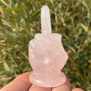 2.8&quot; Natural pink rose quartz,quartz crystal,hand carved,Crystal Middle finger specimen,pink rose Middle finger,Home Decoration