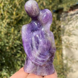 3.5&quot; Natural Dream amethyst quartz,quartz crystal,hand carved,Crystal Couple specimen,Dream amethyst quartz Couple,Home Decoration