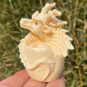 2.9&quot; Natural Ivory Fruit Stone quartz,quartz crystal,hand carved,Crystal Dragon specimen,Ivory Fruit Dragon egg,Home Decoration