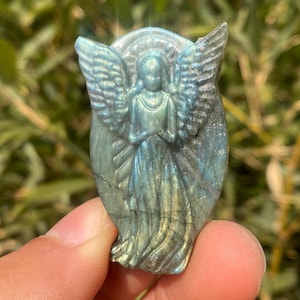 2.1&quot; Natural labradorite quartz,quartz crystal,hand carved,Crystal angel specimen,labradorite angel,Home Decoration