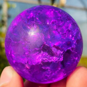 1.9&quot; Titanium Purple Magical Aura Crackle Sphere,quartz crystal,hand carved,Crystal Glass Ball,quartz ball,Home Decoration
