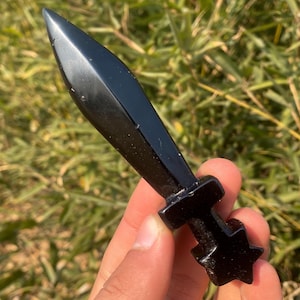 5.3&quot; Natural Obsidian quartz,quartz crystal,hand carved,Crystal knife specimen,Obsidian knife,Home Decoration