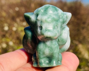 Blue Green Jade Fox: Carved Crystal Animal Stone (31x20x5 MM) - Etsy