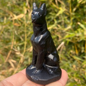 3.3&quot; Natural Obsidian quartz,quartz crystal,hand carved,Crystal Dog skull,obsidian quartz Dog,Home Decoration