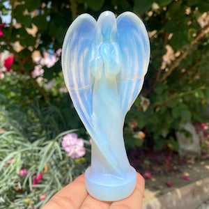 4.5&#39;&#39; Opal stone,crystal Angel,quartz crystal,hand carved,Angel skull,Home Decoration 1pc