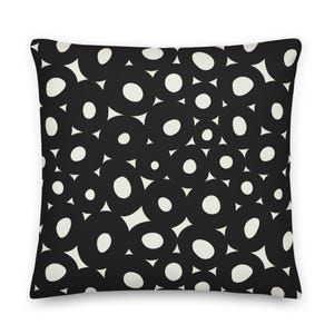 Black Circles Throw Pillow: Abstract Geometric Line Art Home Decor