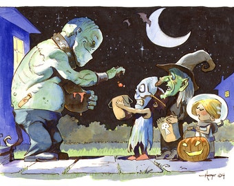 Mike Hoffman Spooky Halloween Trick or Treat Print ONE PER CUSTOMER!