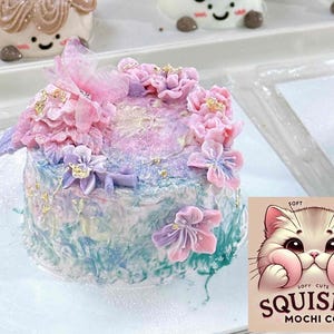 Handmade Flower Cake Squishy | Kawaii Food Toy |Stress Relief Gift for Her | Custom Colors | Unique Cake Pal| Heavy handmade series