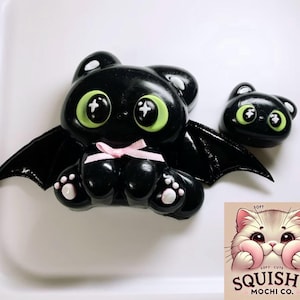 Toothless Dragon Squishy Plush - Cute Black & White Winged Night Fury, Soft Slow Rising Fidget Toy for Anxiety Relief Black with wing