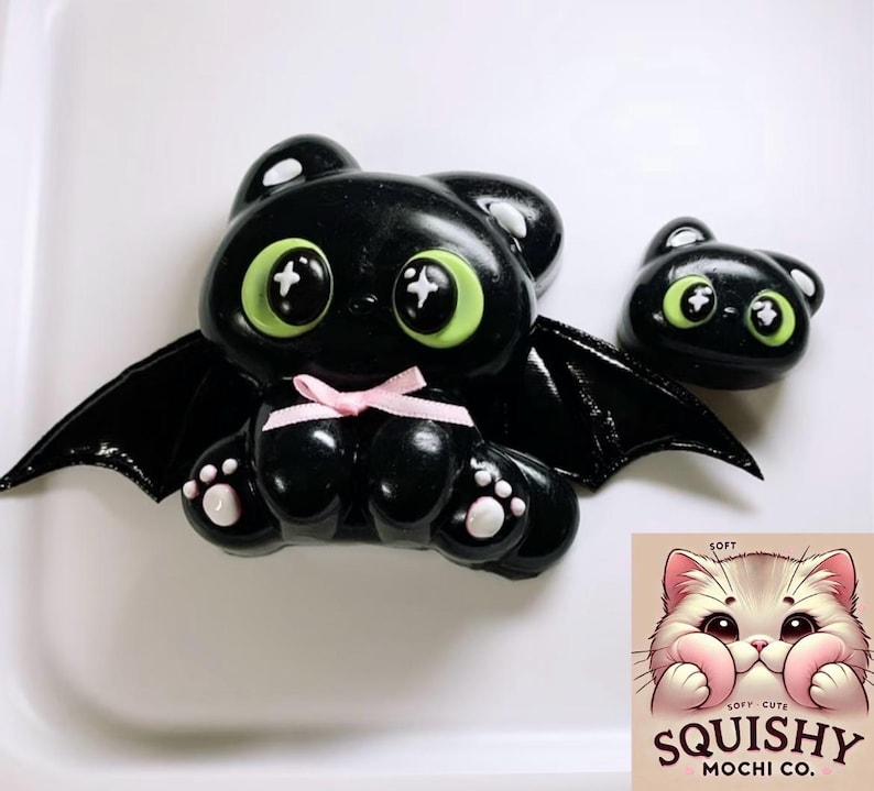 Toothless Dragon Squishy Plush - Cute Black & White Winged Night Fury, Soft Slow Rising Fidget Toy for Anxiety Relief Black with wing