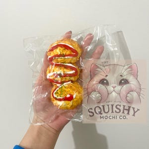 Takoyaki squishy Stress Reliever - Cute Japanese street food Fidget Toy for Anxiety Relief - Soft Sensory Squeeze Toy /taba squishy