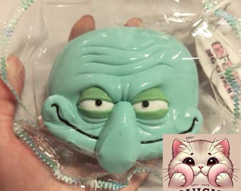 Handmade green face-Shaped Squishy – Oddly Cute Stress Relief Toy| Weird Stress Toy| Foot Fetish Gift| Oddly Satisfying Toy| Funny Desk Toy