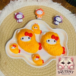 Fried shrimp kitty cat squishy Stress Reliever - Cute Kawaii Fidget Toy for Anxiety Relief - Soft Sensory Squeeze Toy /taba squishy