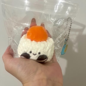 Adorable Little egg yolk riceball squishy Stress Reliever  Cute Kawaii Fidget Toy for Anxiety Relief Soft Sensory Squeeze Toy /taba squishy