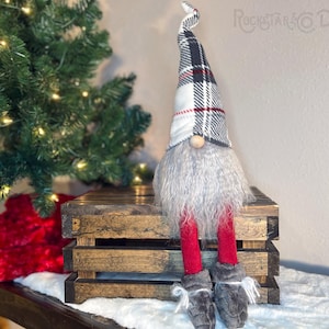 Winter Gnome | Plaid Gnome | Christmas Gnome | Handmade Gnome | Sitting Gnome | Shelf Sitter Gnome | Farmhouse Christmas | Christmas Decor