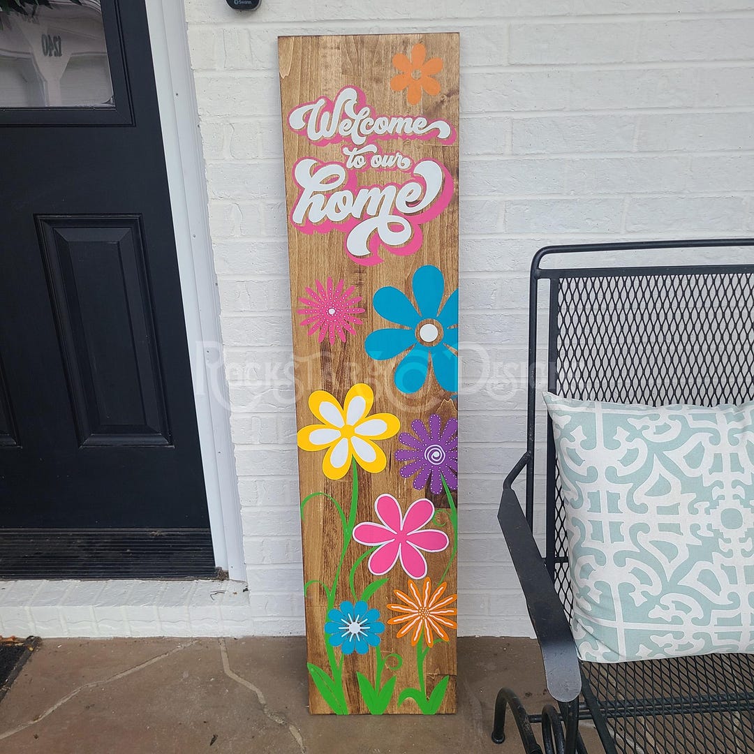 Reversible Personalized Porch Sign: Hand-painted Wood Welcome Leaner - Etsy