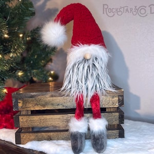 Winter Gnome | Santa Gnome | Christmas Gnome | Handmade Gnome | Sitting Gnome | Shelf Sitter Gnome | Farmhouse Christmas | Christmas Decor