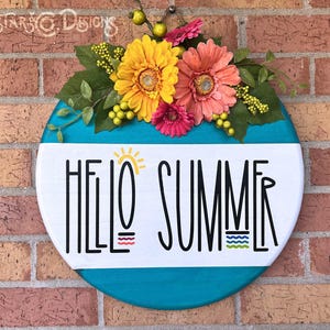 Hello Summer Door Hanger | Summer Welcome Sign | Door Decor | Hello Sign | Summer Door Decor