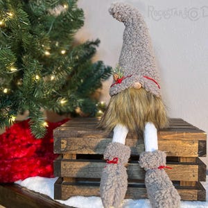 Winter Gnome | Fleece Gnome | Christmas Gnome | Handmade Gnome | Sitting Gnome | Shelf Sitter Gnome | Farmhouse Christmas | Christmas Decor