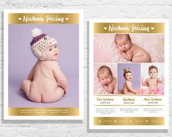 Pricing Sheet, Photography Pricing, Newborn Pricing, Baby Photographer, Pricing Page, Photography Template, Gold Foil, Fonts Included,