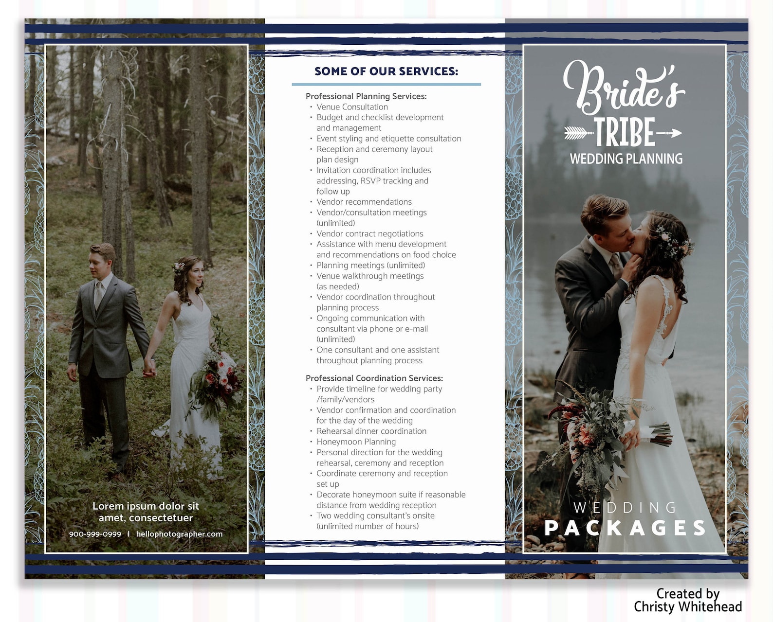 Wedding Planner Pricing Trifold Brochure Template Packages Etsy