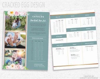 Photographer Product Pricing Sheet, Product catalog, IPS, In Person Sales, Photography template Floral, Flowers, 8.5x11
