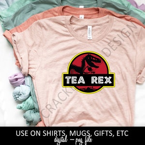 Tea rex, Trex, T-Rex, camisa engraçada, britânico, hora do chá, inglês, jurássico, dinossauros, humor, arquivo de corte PNG, projetos de artesanato, uso no Cricut