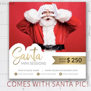 Santa Mini Sessions Template WITH SANTA Graphic, Photoshop Template, Customize it, Marketing Template, Holiday Sessions, For Photographers image 1