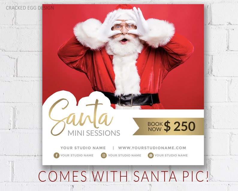 Santa Mini Sessions Template WITH SANTA Graphic, Photoshop Template, Customize it, Marketing Template, Holiday Sessions, For Photographers image 1