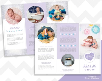 Newborn Template, Photography Pricing Brochure, Baby Plan, Photoshop Template, Purple