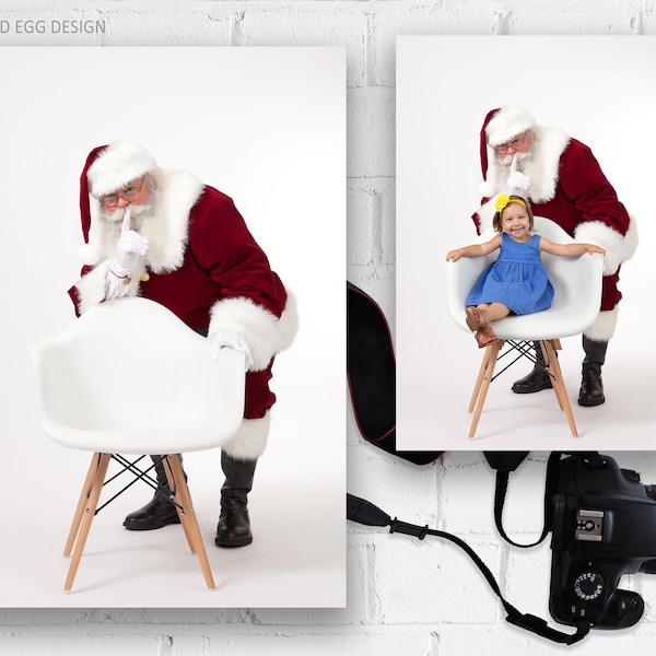 Digitale Kulisse, Schlicht und Sauber, Weihnachtsmann mit weißem Stuhl, Shhhh!, NeugeborenenFotograf, Xmas, Fotografie, Fotograf Studio, Jpeg, jpg