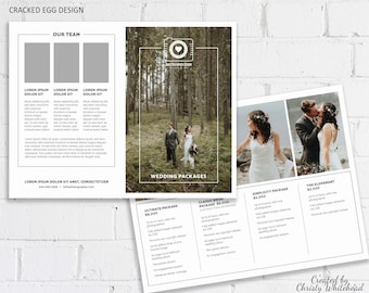 Photographer Pricing Brochure, Half Fold, Wedding Photography Pricing Sheet Clean and Simple Team Photos