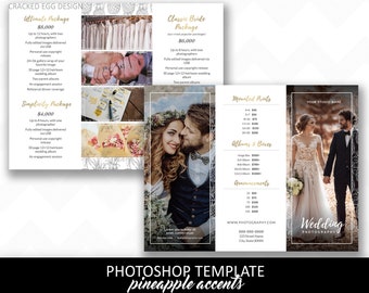 Wedding Pricing Template with pineapple accents,, Brochure for Photographers, Photoshop Template, For Photographers, Marketing, Photography