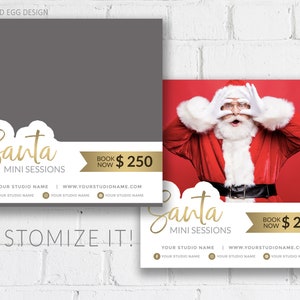 Santa Mini Sessions Template WITH SANTA Graphic, Photoshop Template, Customize it, Marketing Template, Holiday Sessions, For Photographers image 2