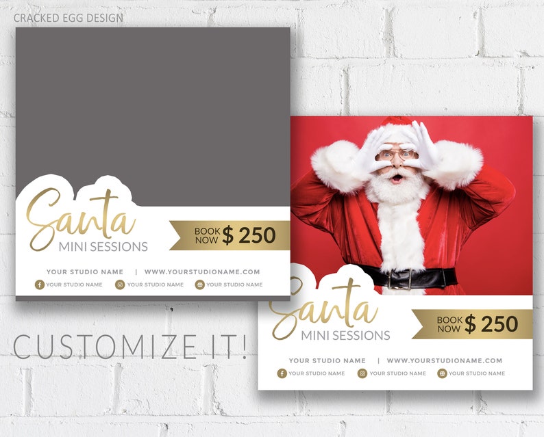 Santa Mini Sessions Template WITH SANTA Graphic, Photoshop Template, Customize it, Marketing Template, Holiday Sessions, For Photographers image 2