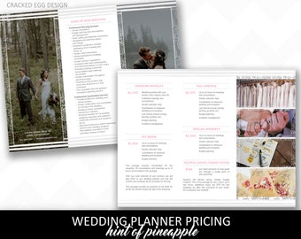Event Planner Pricing Template with pineapples added to the design, Photoshop template, wedding planning, weddings, photography, brochure